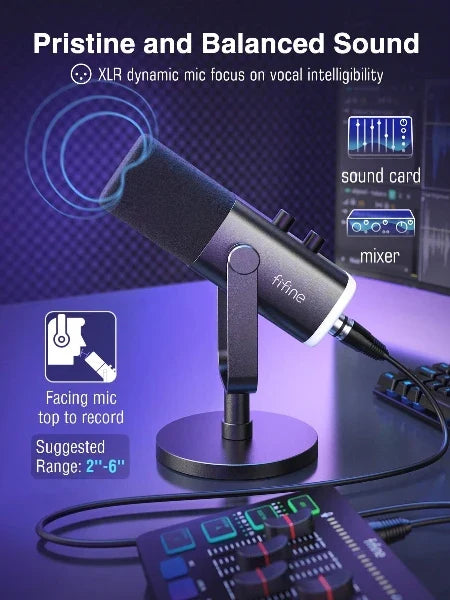 Dynamische USB/XLR-microfoon met monitoring en RGB-verlichting