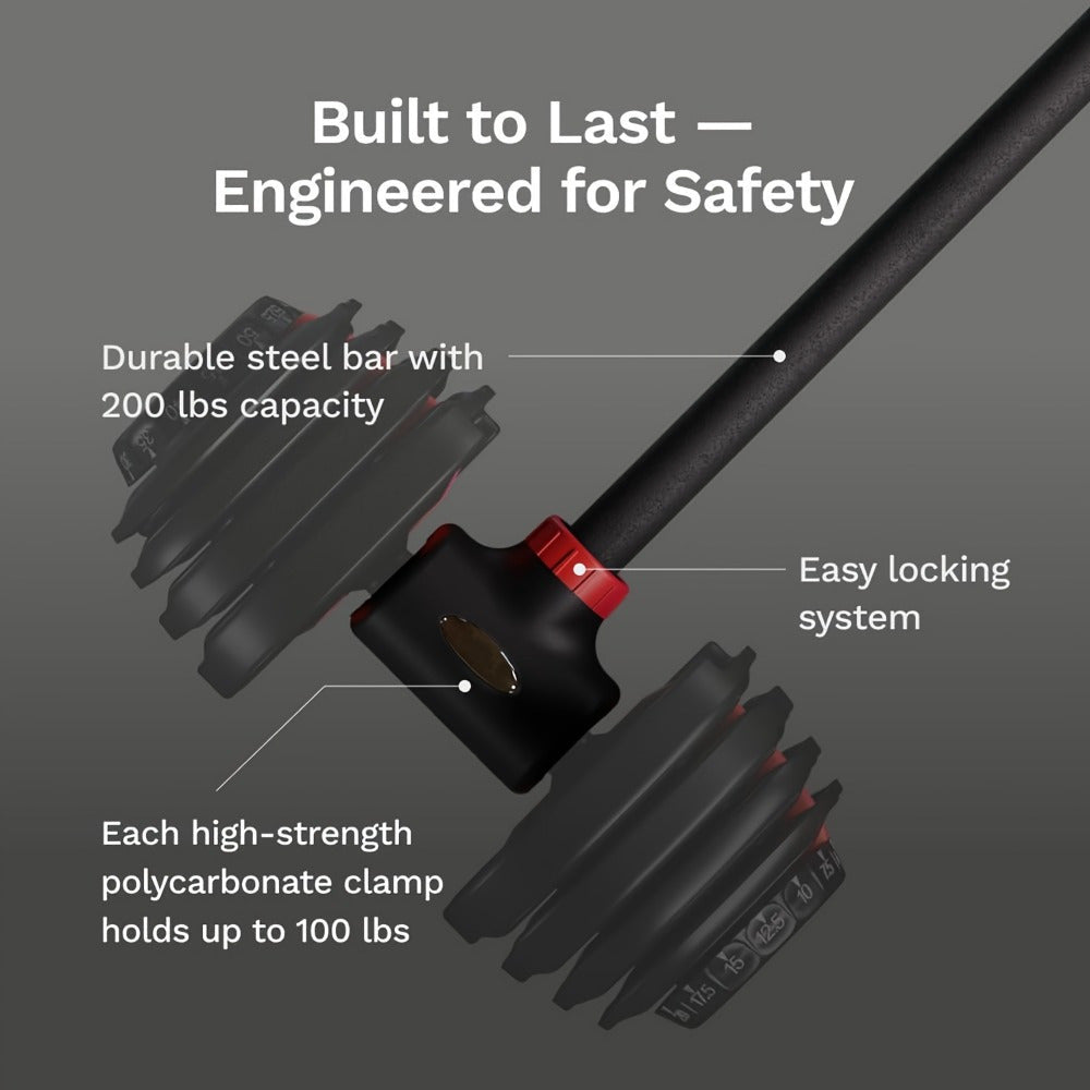 Stalen Dumbbell-naar-Halterstang Converter - Tot 90,72 kg