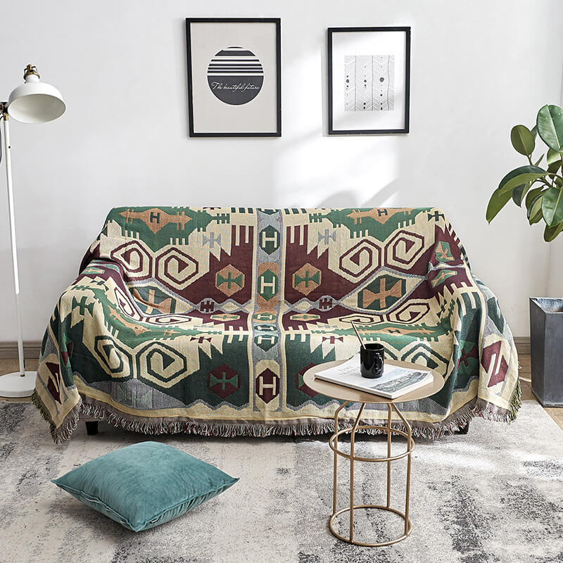 Bohemian gebreide plaid - Omkeerbaar met kwastjes