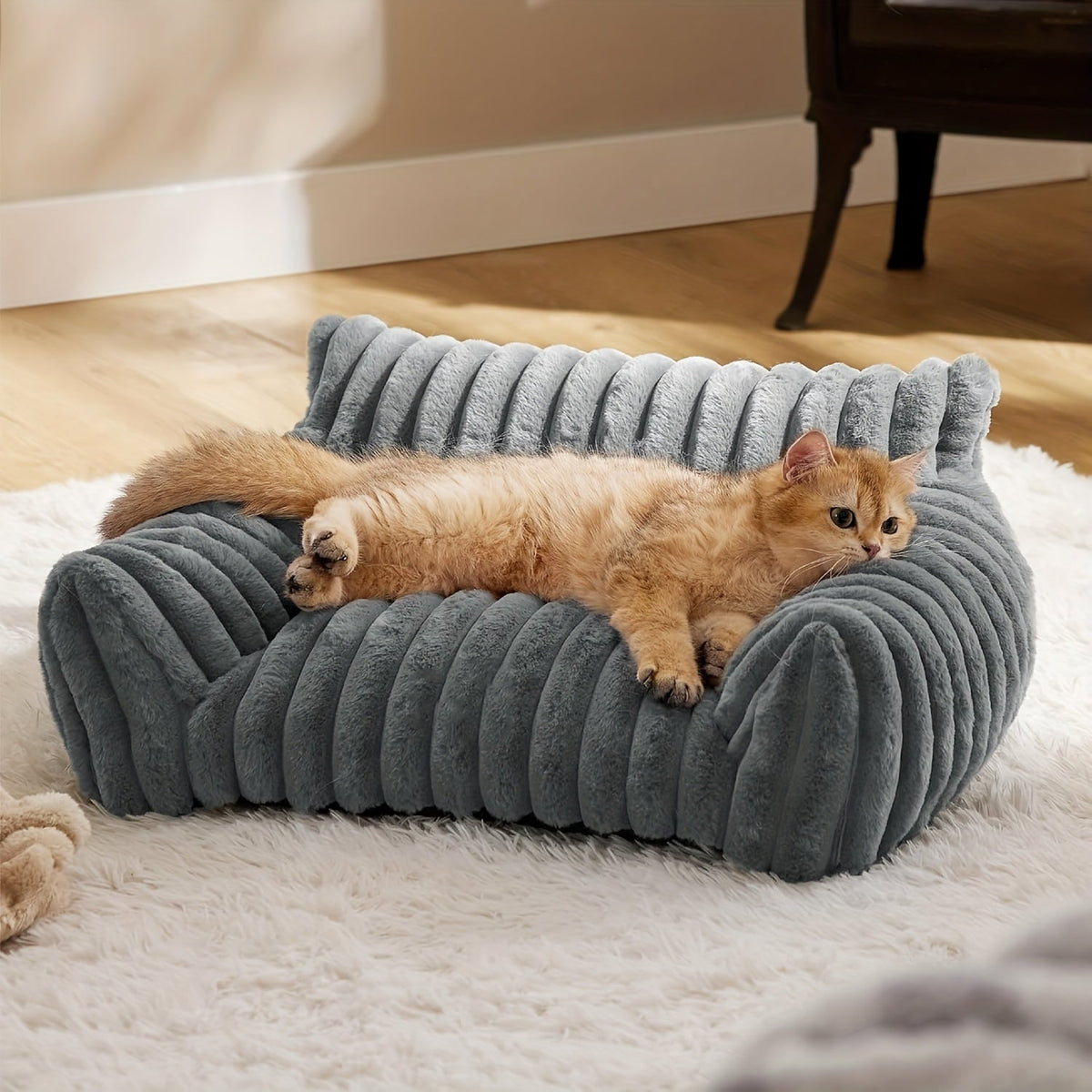 Zachte Kattenbank van Corduroy Fleece met Pluche Voering