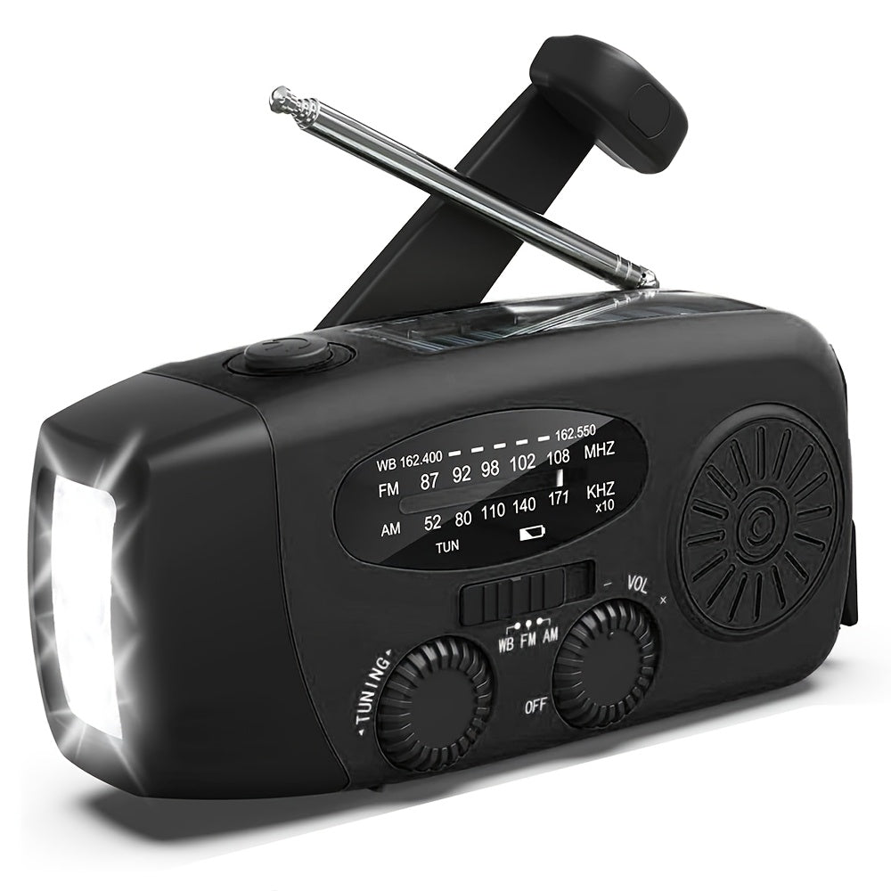 Noodradio met handslinger, zonnepaneel en 2000mAh-powerbank