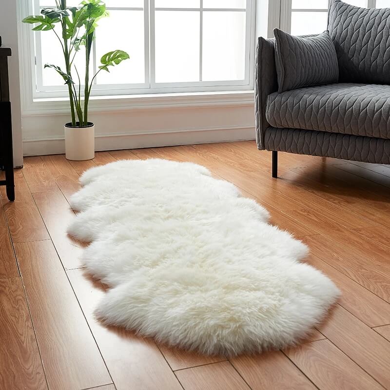 Vloerkleed van imitatie schapenvacht - Suède antislip