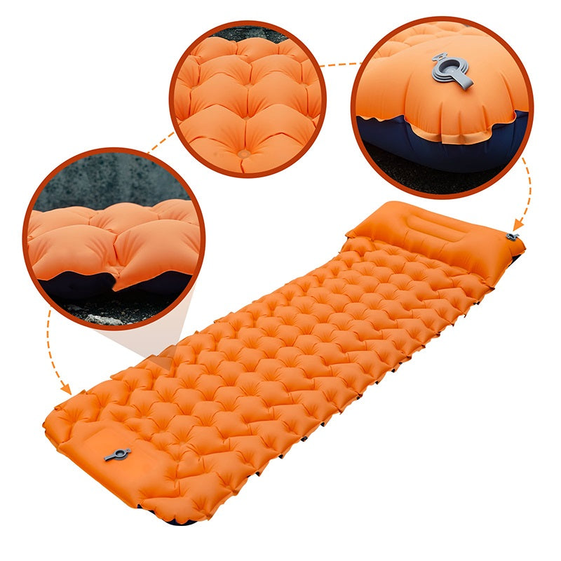 Opblaasbare Campingmat met Voetpomp en Geïntegreerd Kussen