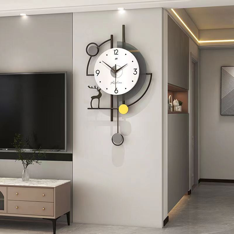 Decoratieve wandklok - IJzeren frame met stil uurwerk