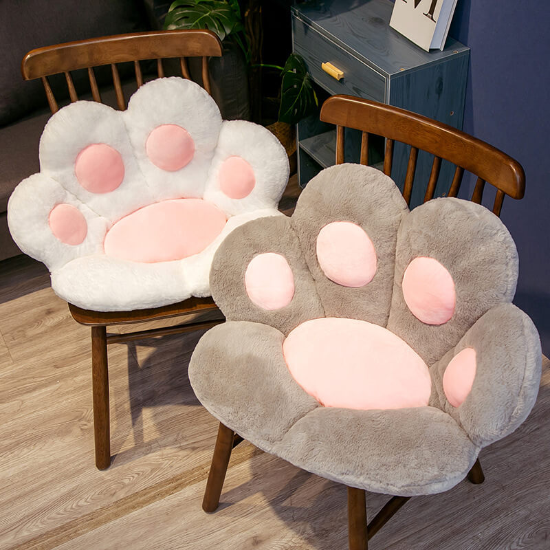 Kattenpoot stoelkussen - Omkeerbaar pluche zitkussen