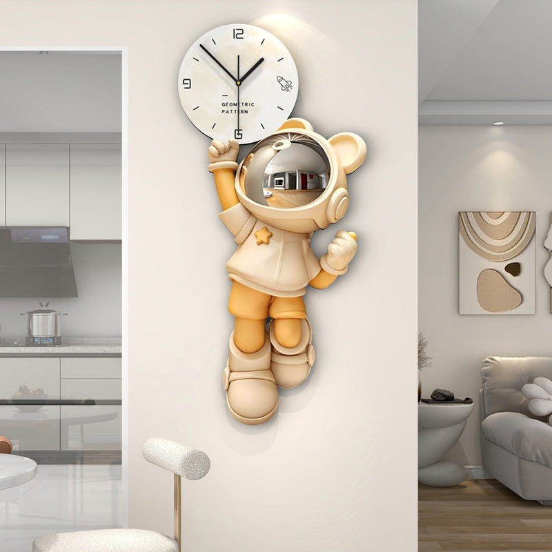 Astronauten wandklok - MDF ontwerp met stil uurwerk