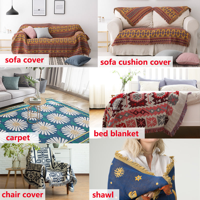 Bohemian gebreide plaid - Omkeerbaar met kwastjes