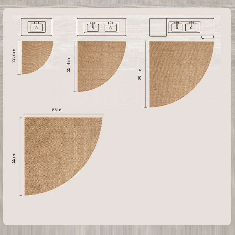Waaiervormig hoekvloerkleed - Polyester met rubberen rug