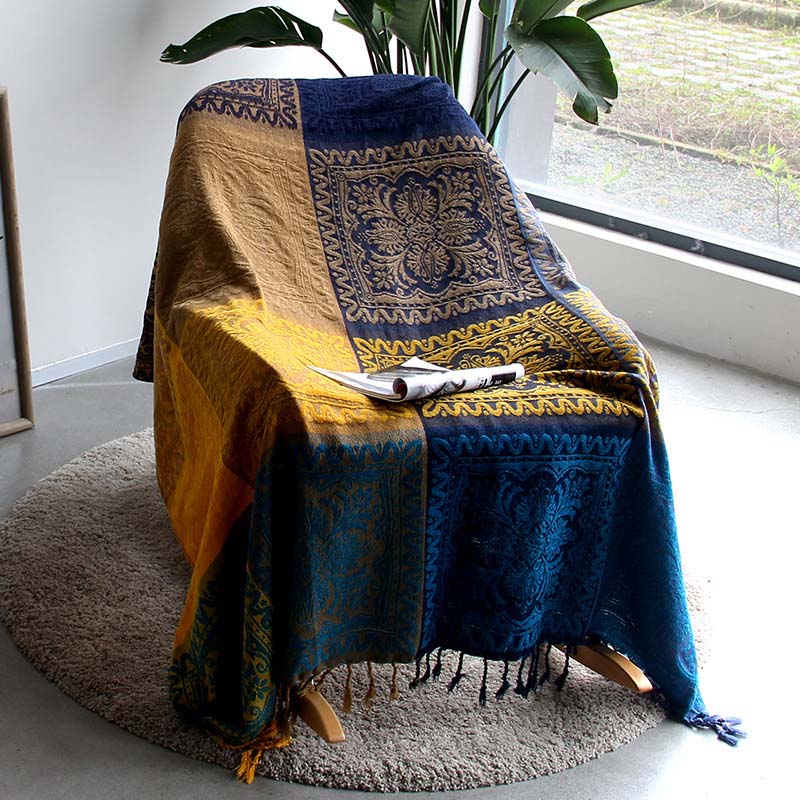 Bohemian chenille plaid - Jacquardpatroon met franjes