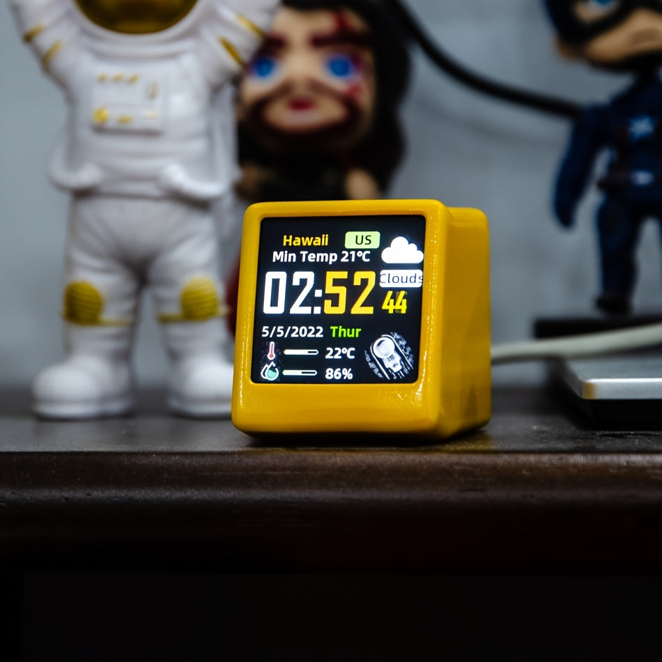 Compact wifi-weerdisplay met temperatuur, luchtvochtigheid en klok