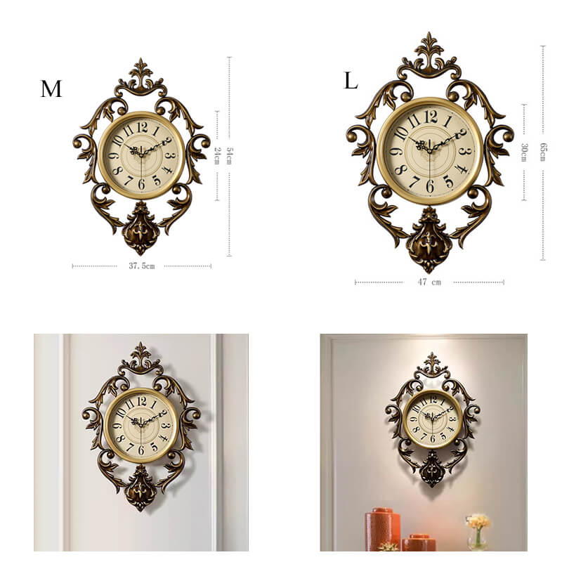 Vintage wandklok - Sierlijk metaal met stil uurwerk