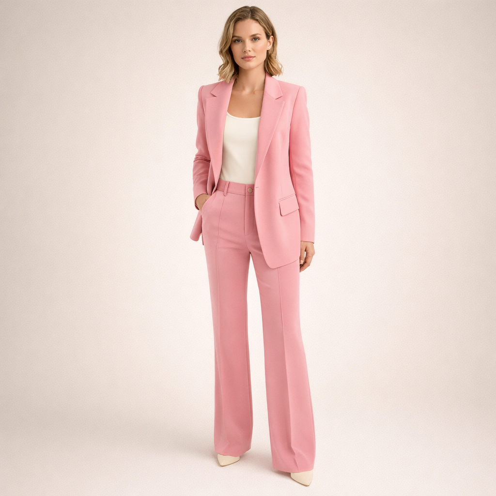 Stijlvol damespak met blazer en flared broek