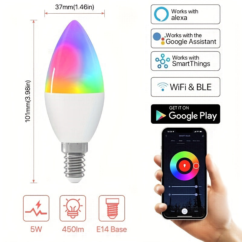 Slimme RGB E14-kaarslamp met appbediening