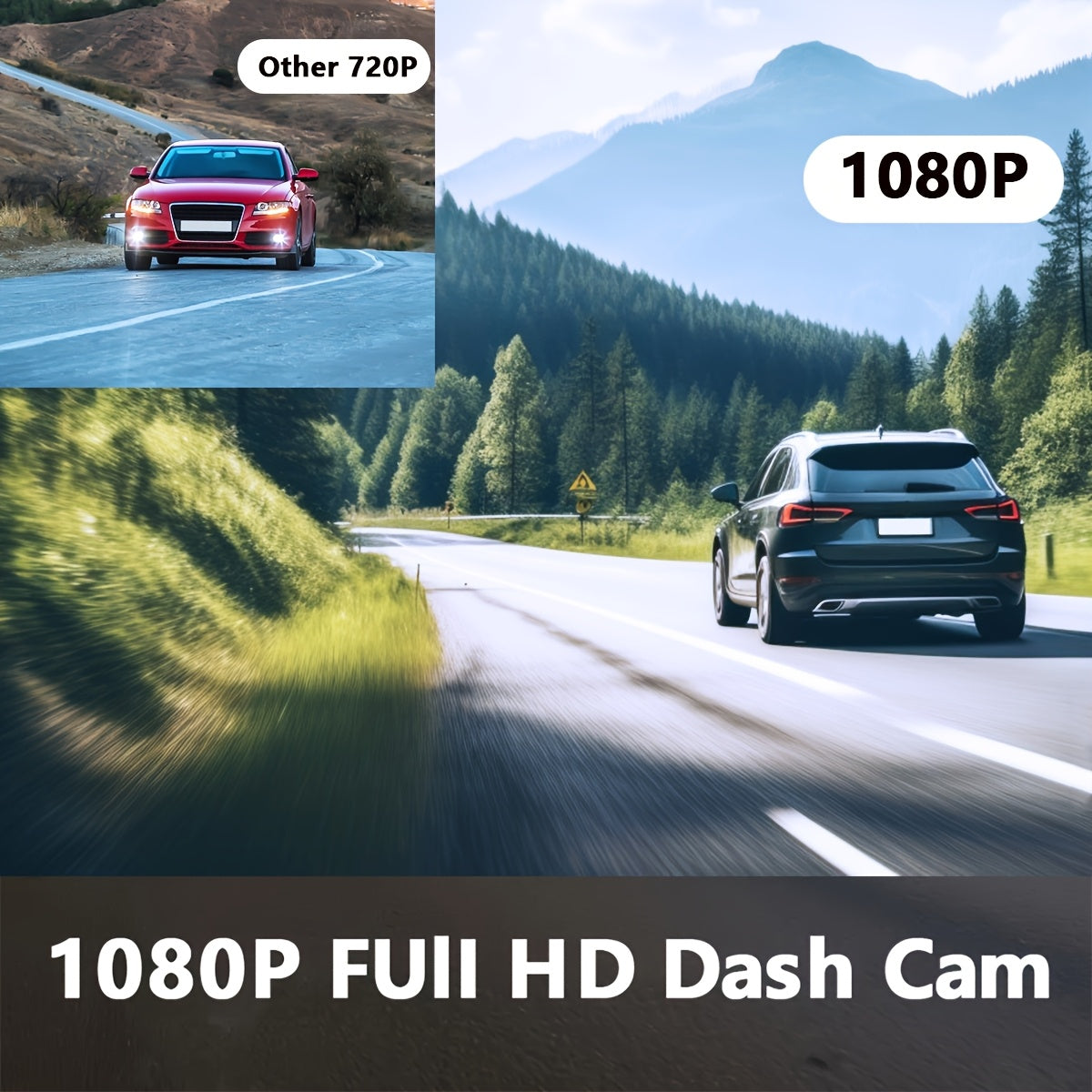 1080p dubbele dashcam voor weg en interieur