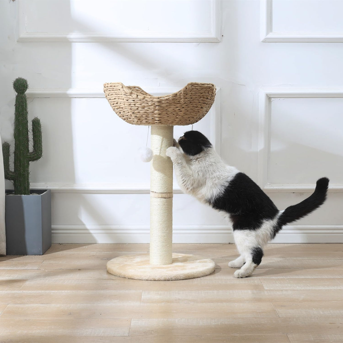 Bohemian Gevlochten Kattenmand op Verhoogde Standaard