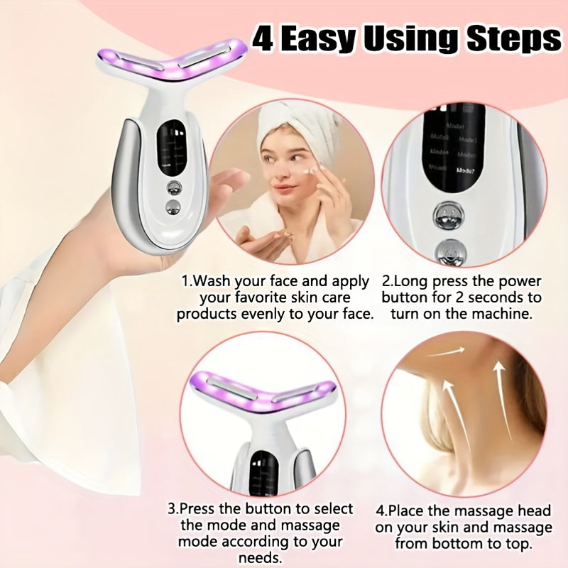 Gezichts- en nekmassager met 7 lichtstanden en display