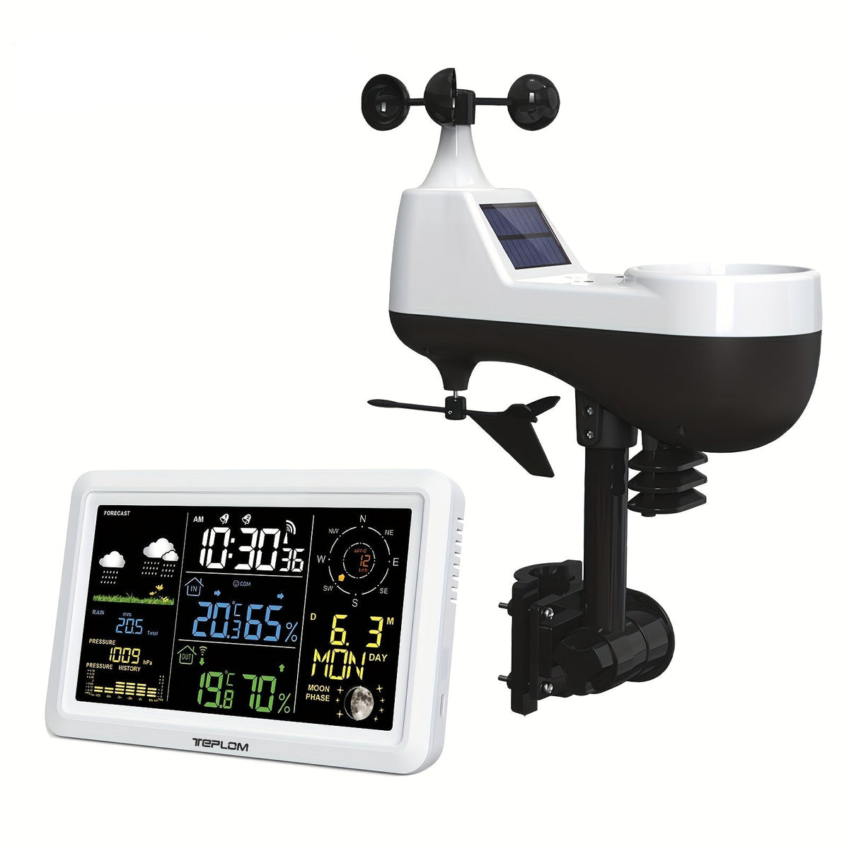 Draadloos 5-in-1 weerstation met 7,5-inch kleurendisplay