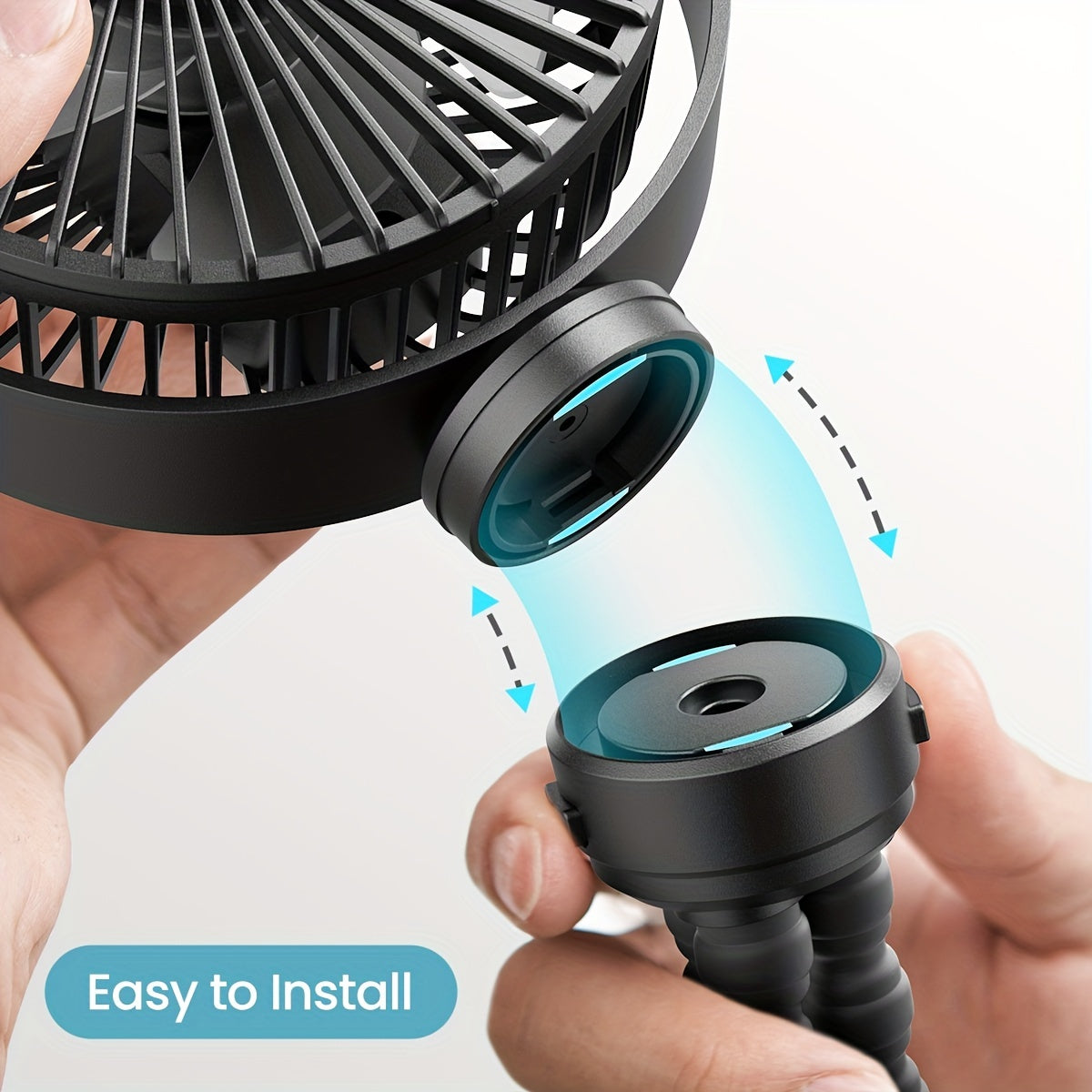 Oplaadbare mini-kinderwagenventilator met flexibele poten