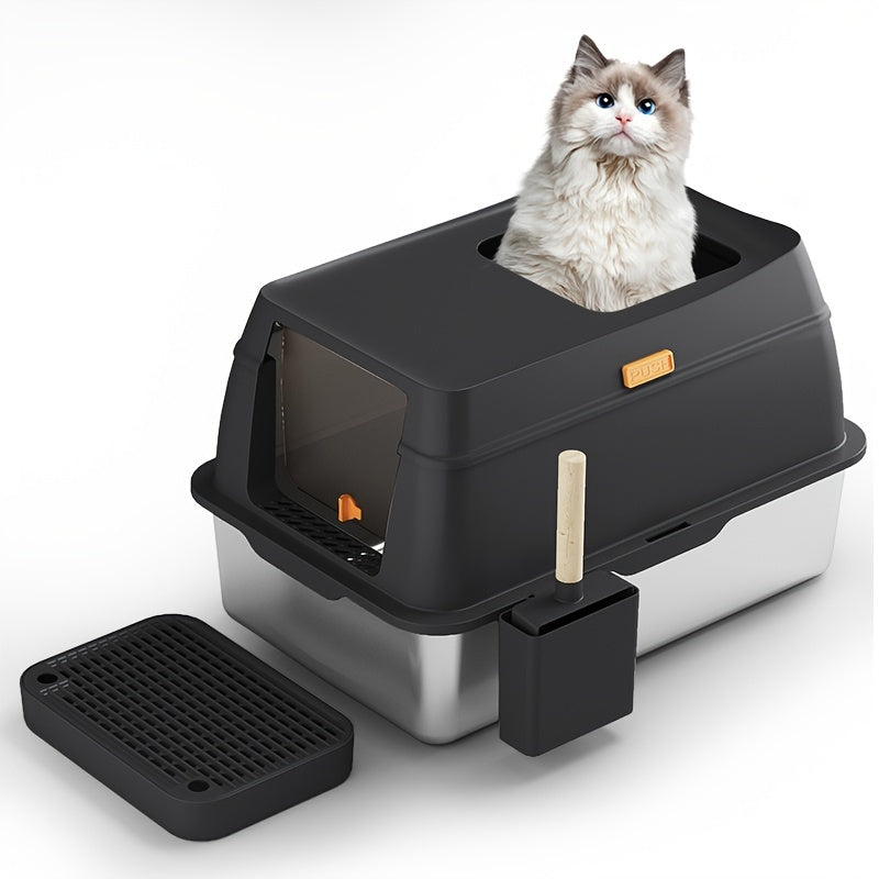 Extra Grote RVS Kattenbak met Schep en Antislipmat
