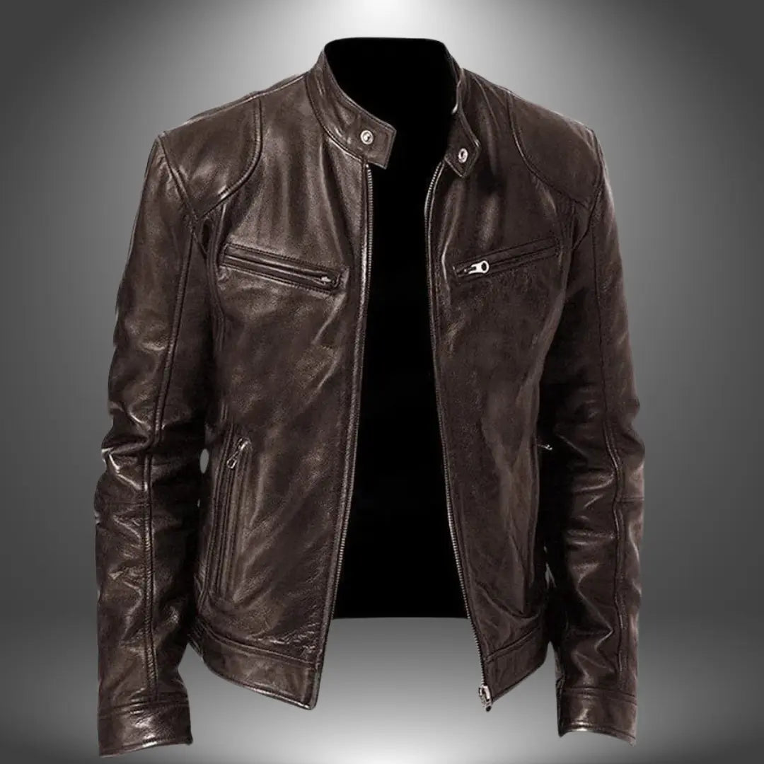 Slim-fit bikerjack met opstaande kraag voor heren