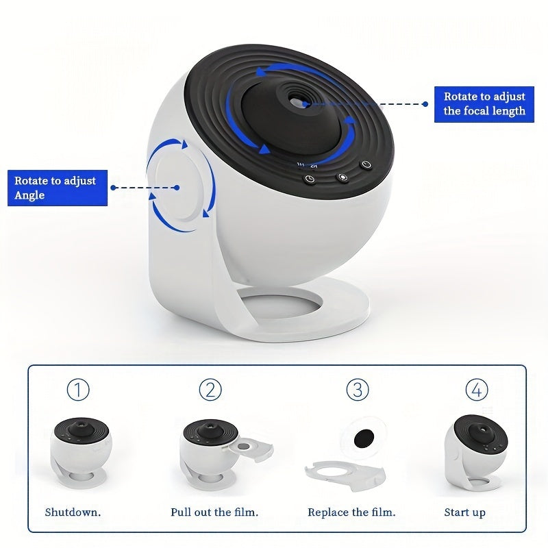 360 graden draaiende sterrenprojector met 12 projectiefilms