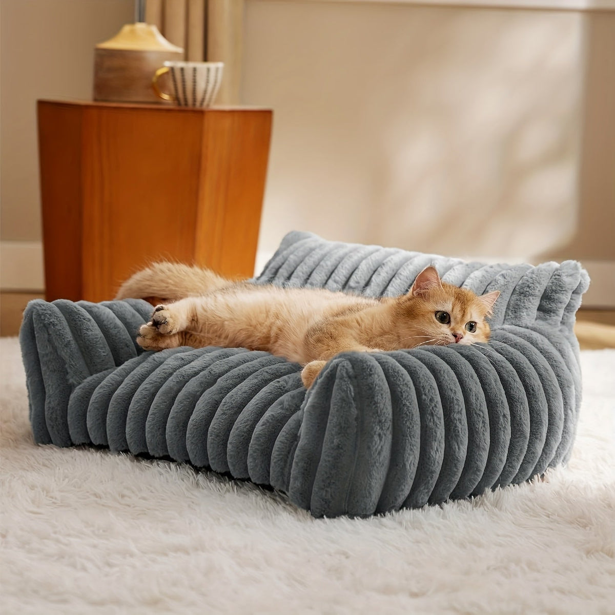 Zachte Kattenbank van Corduroy Fleece met Pluche Voering