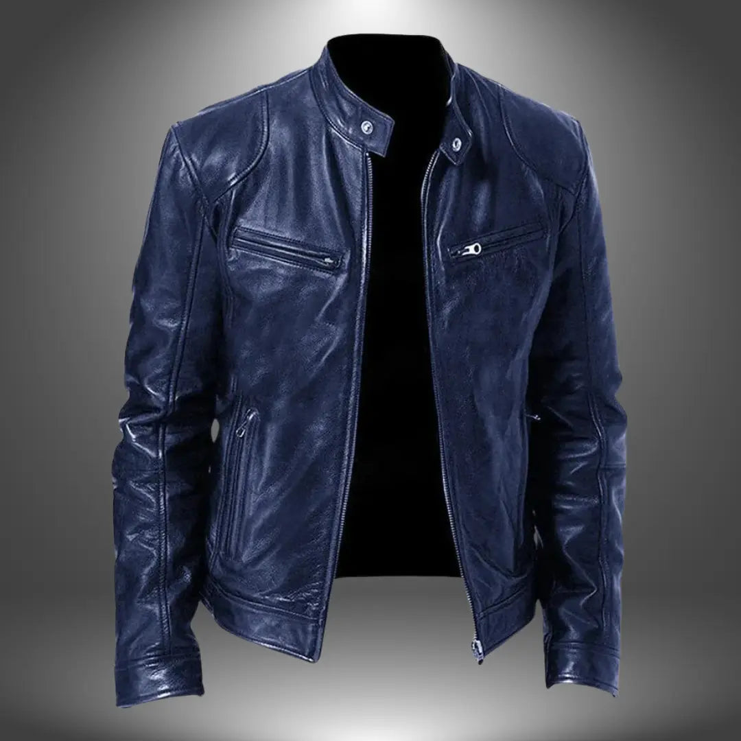 Slim-fit bikerjack met opstaande kraag voor heren