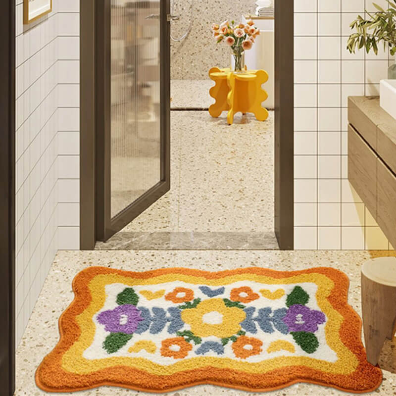 Bloemenbadmat - Microvezel polyester met PVC antislip