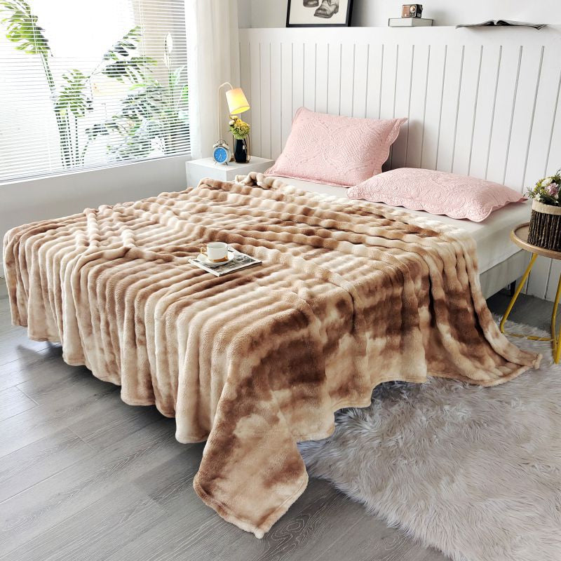 Plaid van imitatie konijnenbont - Tie-dye golfpatroon