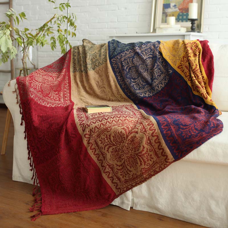 Bohemian chenille plaid - Jacquardpatroon met franjes