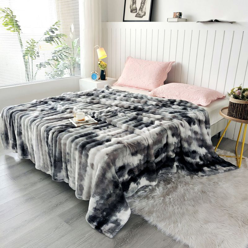 Plaid van imitatie konijnenbont - Tie-dye golfpatroon