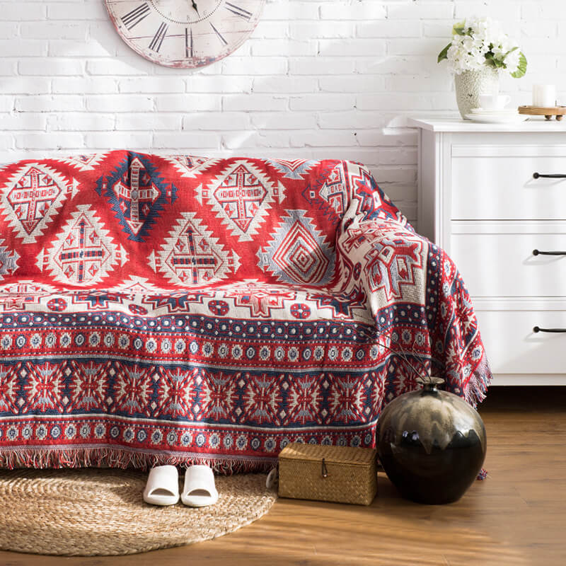 Bohemian gebreide plaid - Omkeerbaar met kwastjes