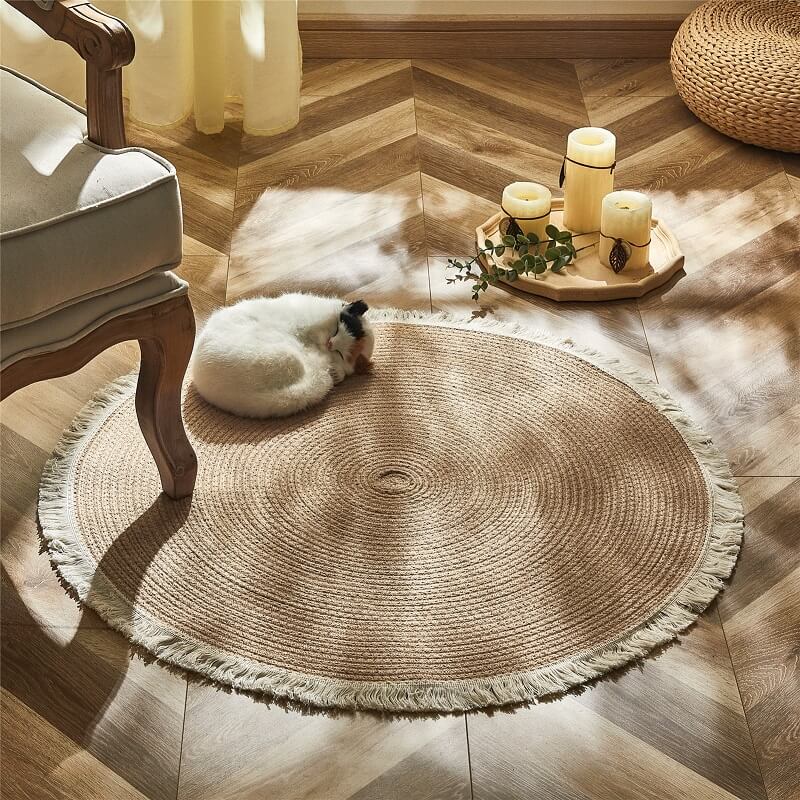 Rond jute vloerkleed - Omkeerbaar gevlochten ontwerp