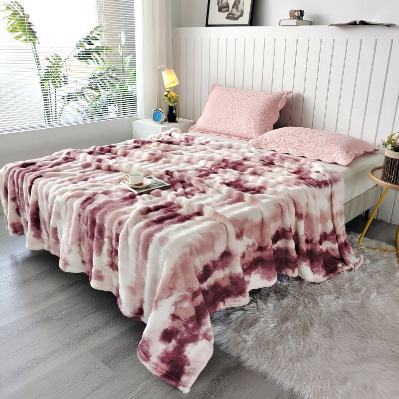 Plaid van imitatie konijnenbont - Tie-dye golfpatroon