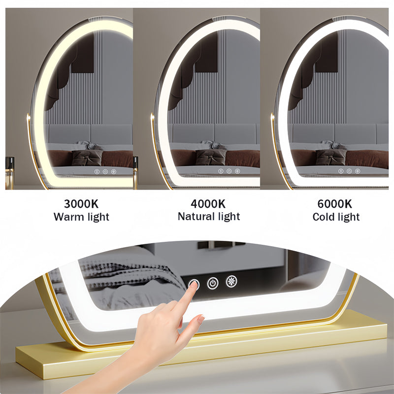 Ovale LED make-upspiegel - 3 lichtstanden met touchdimmer