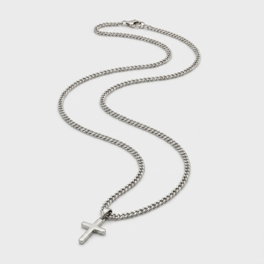 RVS ketting met kruishanger voor heren