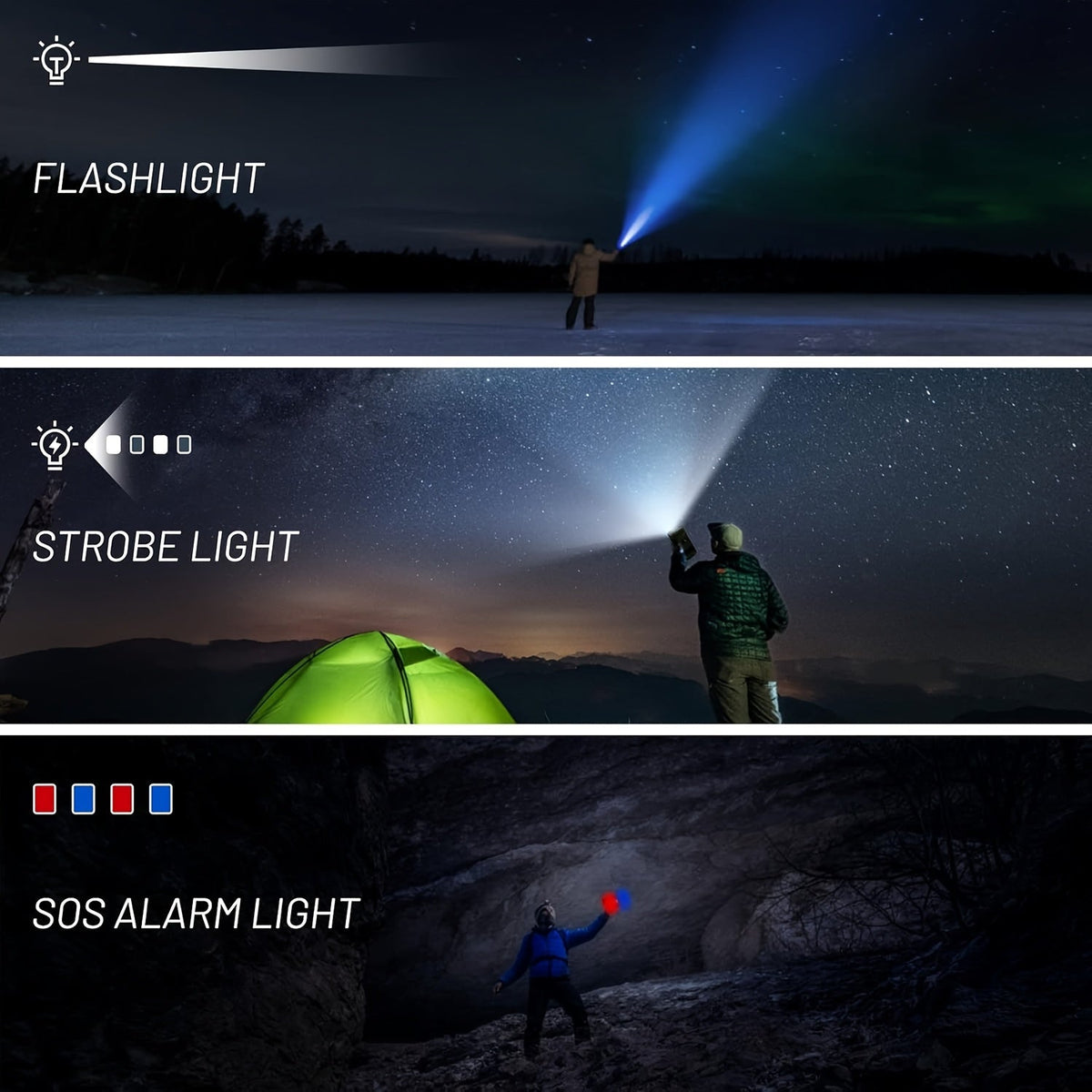 Noodradio met campinglamp, zonnepaneel en 5000mAh-powerbank