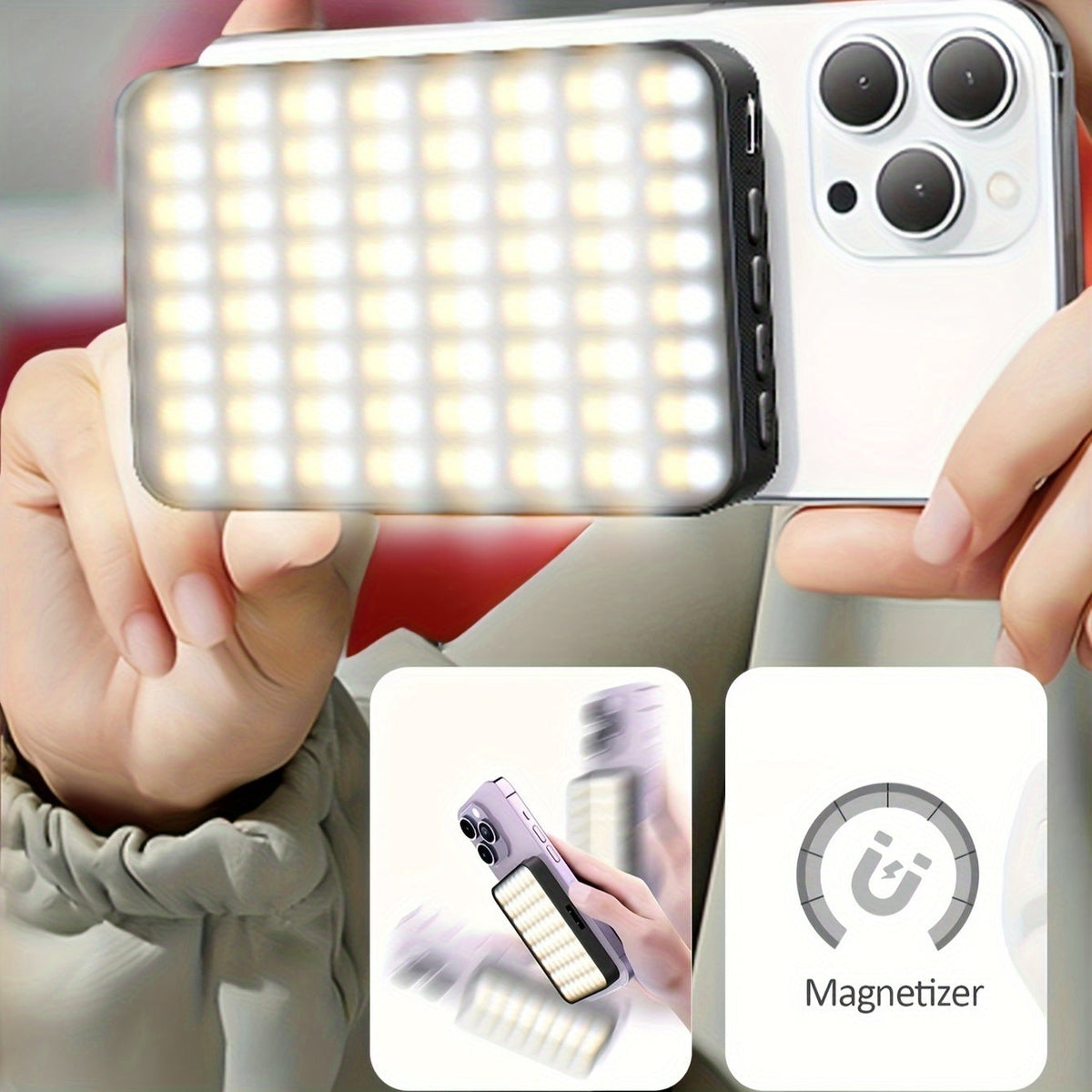 Oplaadbare magnetische LED-ringlamp met drie lichtstanden