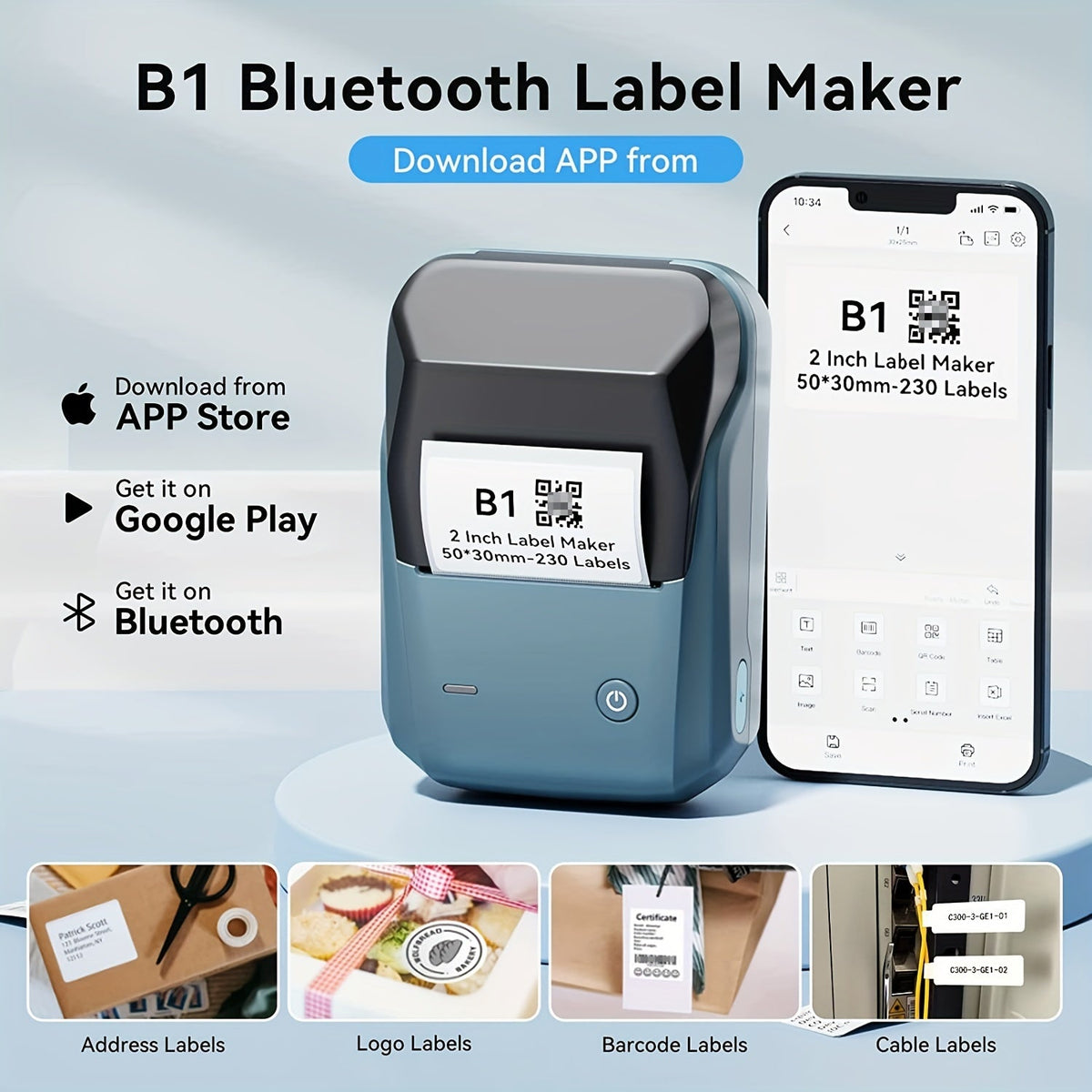 Draadloze thermische labelprinter voor smartphones