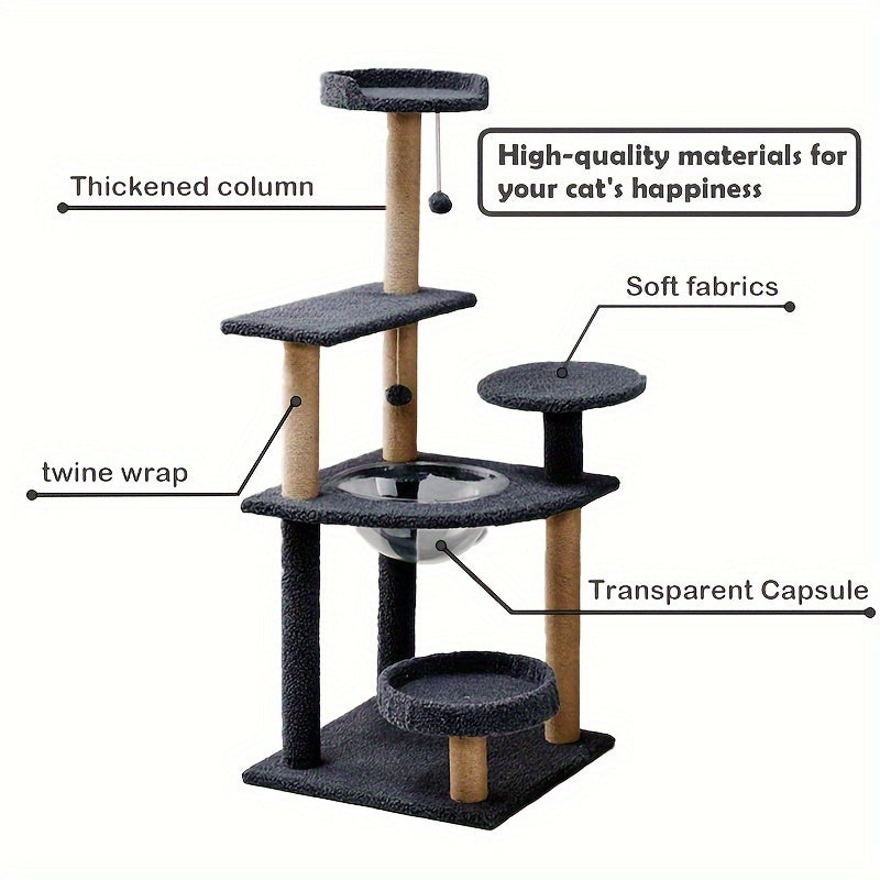 Multilevel Kattenboom met Platforms, Krabpalen en Speeltje