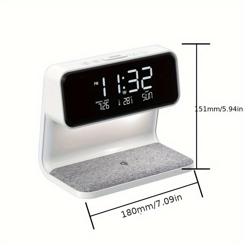 Bedlamp met draadloos opladen, digitale klok en aanraakdimmer