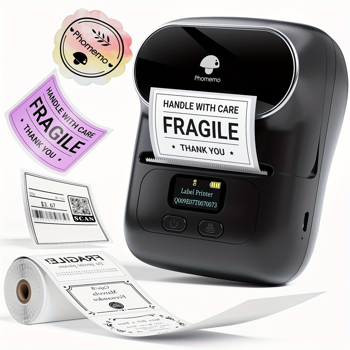 Draagbare draadloze labelmaker met één labelrol