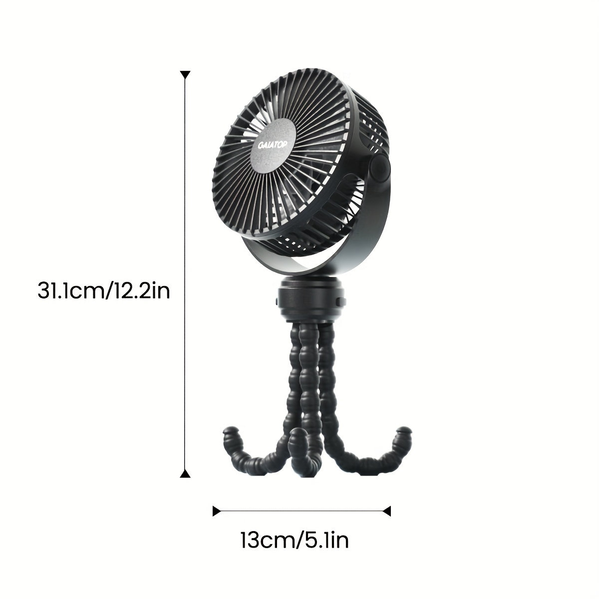 Oplaadbare mini-kinderwagenventilator met flexibele poten