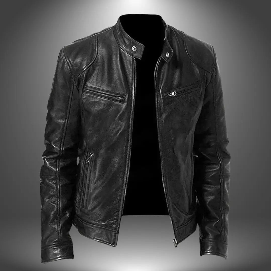 Slim-fit bikerjack met opstaande kraag voor heren