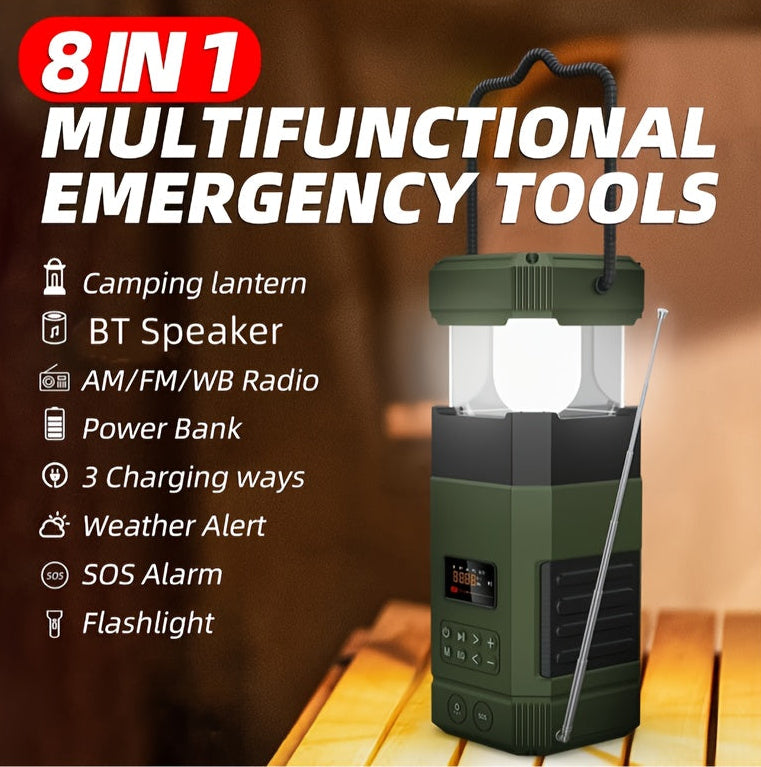 Noodradio met campinglamp, zonnepaneel en 5000mAh-powerbank