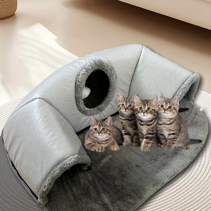 3-in-1 Kattentunnel, Kattenbed en Speelhuis