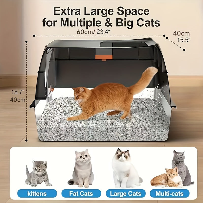 Extra Grote RVS Kattenbak met Schep en Antislipmat