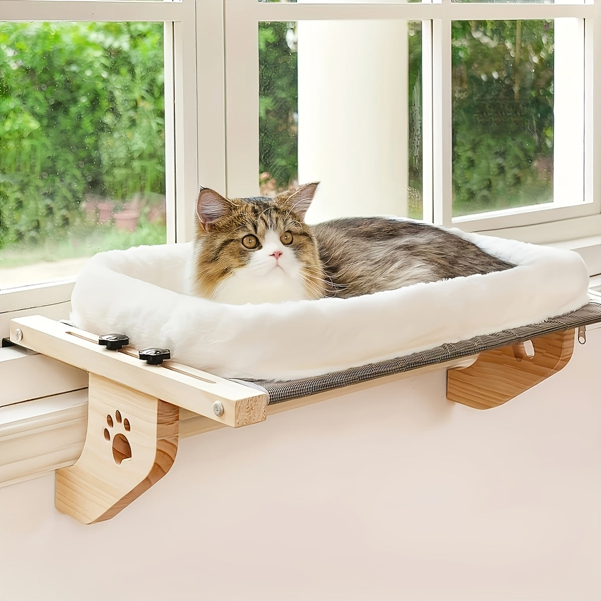 Hangend Kattenbed van Rotan met Zachte Pluche Voering