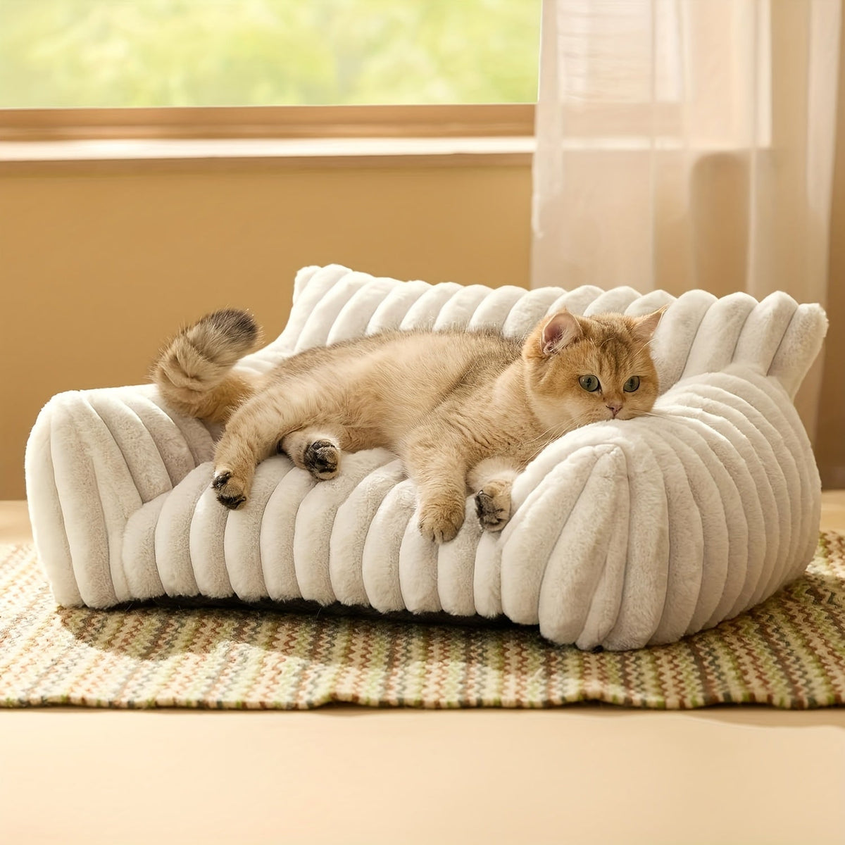 Zachte Kattenbank van Corduroy Fleece met Pluche Voering