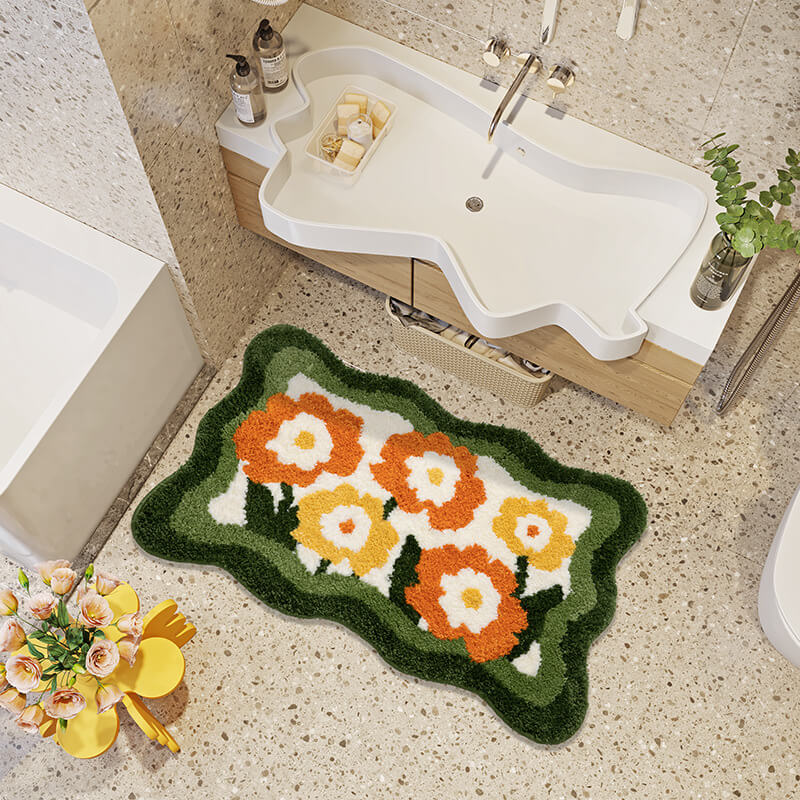 Bloemenbadmat - Microvezel polyester met PVC antislip
